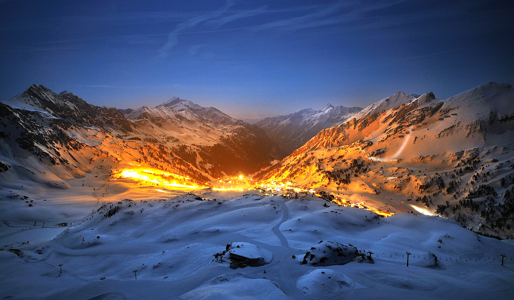 Obertauern bei Nacht